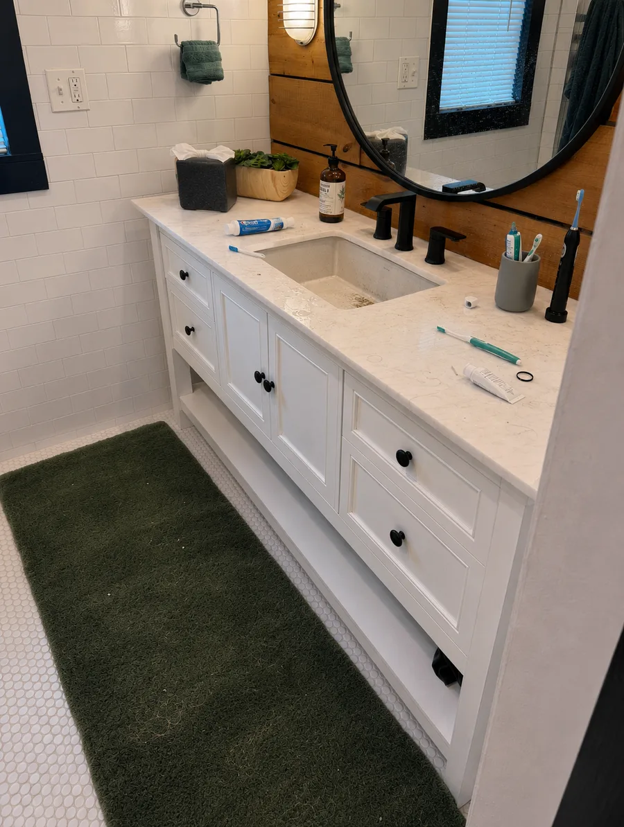 Bathroom before and after High Cleaning Core service